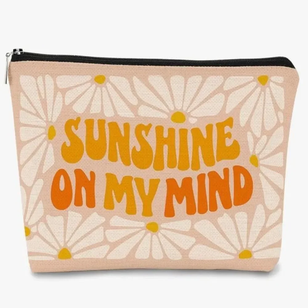 NWOT Sunshine On My Mind Floral Cosmetic Bag Inspirational